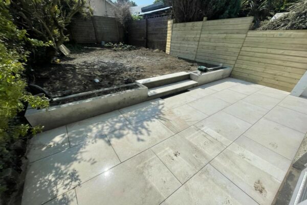 Porcelain Tiled Patio With Flowerbeds And Double Step In Dundrum, Dublin (6)